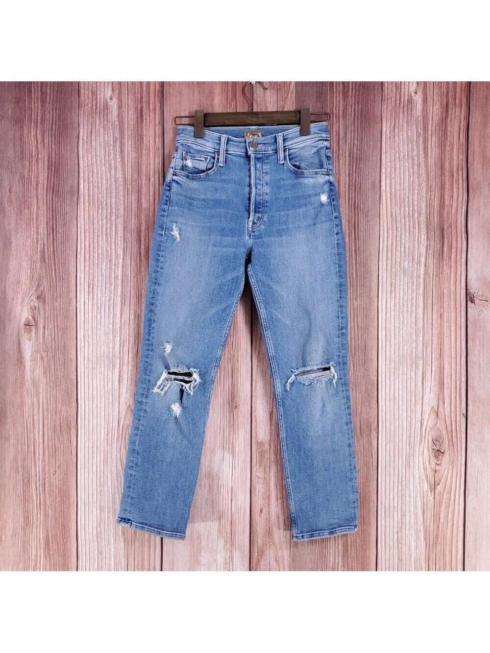 Mother Womens Size 27 The Tomcat Play Like A Pirate Straight Leg Jean Distressed